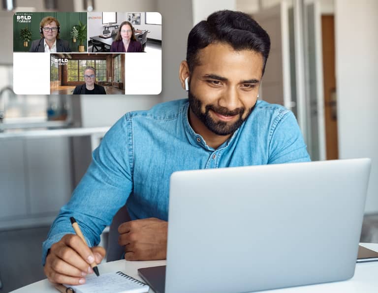 A partner reviewing Epicenter during a video conversation.